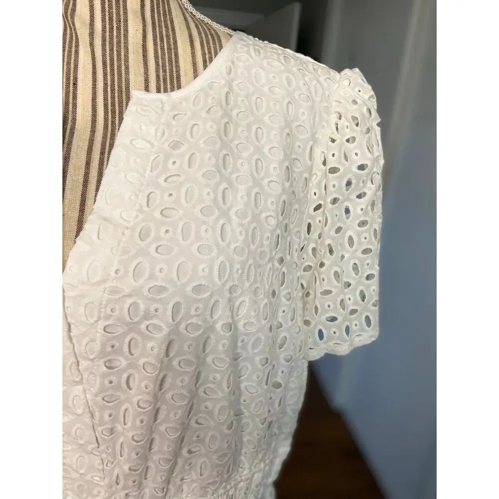 Pretty Garden white eyelet lace fully lined tiered maxi dress W - Picture 12 of 13